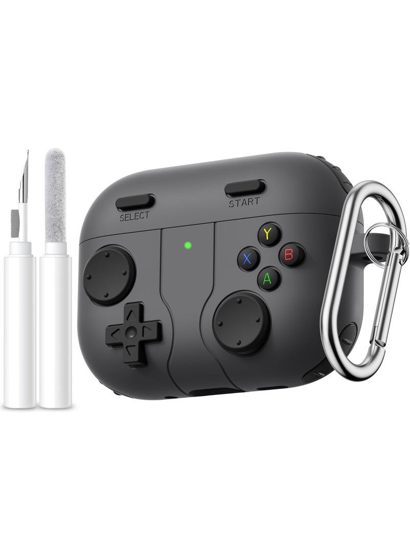 Game Case for AirPods Pro 3 Case 2025, Shockproof Silicone Cover for Apple AirPods Pro 3 – with Cleaner Kit & Keychain, Classic Cool Funny Durable Protective Case for Men Boy–Black - Image 1